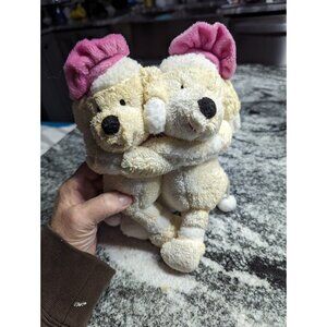 Vintage Sears & Roebuck Hugging Stuffed Plush French Poodles Dogs Pink Barets